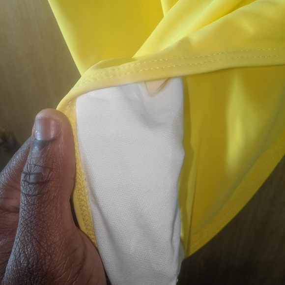 Bright neon yellow "MELANIN" bathing suit. - Picture 3 of 7